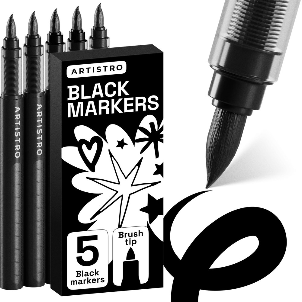 5 Black Paint Pen for Rock, Glass, Ceramic, Wood, Tire, Fabric, Metal, Canvas…