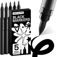 5 Black Paint Pen for Rock, Glass, Ceramic, Wood, Tire, Fabric, Metal, Canvas…