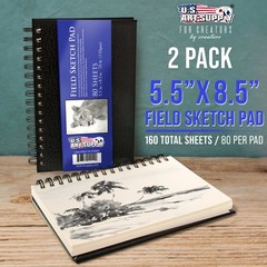 5.5″ x 8.5″ Hardbound Sketch Book, 70 Pound (110gsm), Book of 80-Sheets (2 Pads)