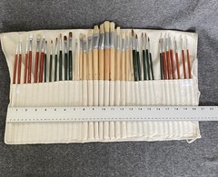 Art Owl Studio – 36-piece Paint Brushes: Oil, Acrylic Watercolor w/Canvas Pouch