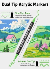 Acrylic Paint Markers 60 Colours Dual Tip Fine & Dot – Multi-Surface DIY Crafts