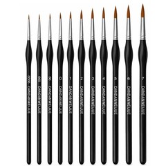 Fine Detail Paint Brush Set, 11 Pcs, Nylon Bristles, Size 00000-7