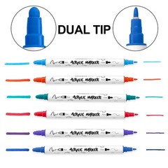 36 Color Bold and Fine Dual-tip Acrylic Paint Pen Set for Canvas Rock Wood Le…