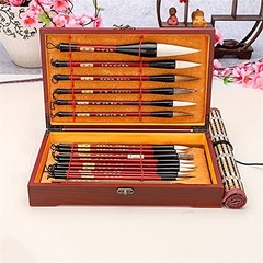 Watercolor & Calligraphy Brush Set – 17PCS Sumi Painting Brushes + Bamboo Holder