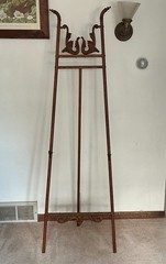 Antique Victorian Stick & Ball Bent Wood Oak EASEL Art Display Painting Stand