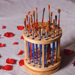 Handcrafted Rotating Artist Paint Brush Organizer, Watercolor Brush Holders, …