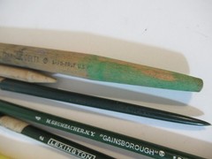 Six Vintage Paintbrushes Grumbacher Delta Lexington Canary Simmons Germany USA