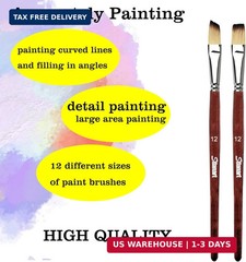 Sdanart Watercolor Brushes Professional 12 PCS ， 6 Flat Painting Brush and 6 Ang