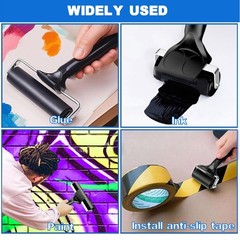 2 Pack Brayer Rollers, Professional Rubber Art Rollers with Comfortable BLACK