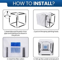15-Inch Portable Airbrush Spray Booth with Curtain & Filters for DIY Projects