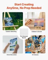 VEVOR 24-Pack 8×10″ White Canvas Boards for Painting Acrylic Oil Art