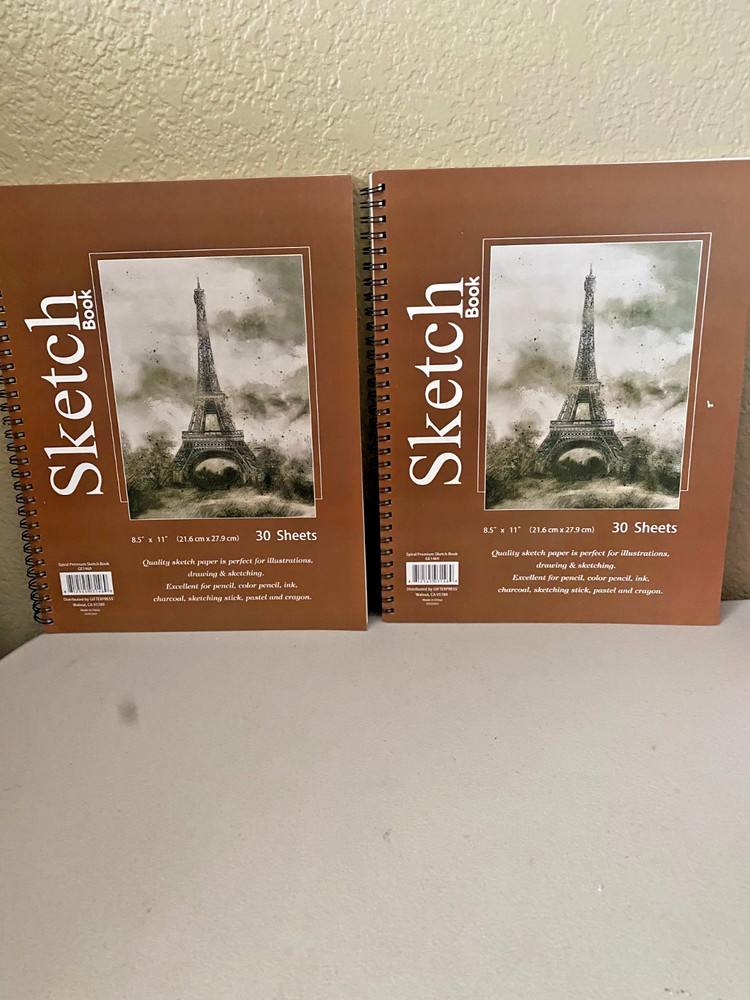2 New Sketch Books Side Spiral 30 Page 8.5″X11″