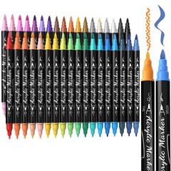 36 Colors Acrylic Paint Markers, Brush & Fine Dual Tip Acrylic Paint Pens for…