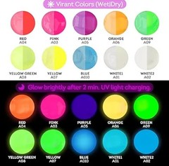 ABEIER Glow-in-The-Dark Acrylic Paints, 10 Bright Colours (60ml) Blacklight…