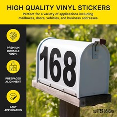Black Vinyl Numbers 6 Inch, 0-9 | Weatherproof Mailbox Numbers, House Numbers…