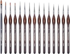 Transon Artist Detail Paint Brushes with Case 15Pces for Model Miniature Paintin