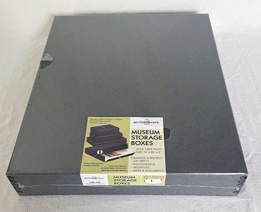 ArchivalWare Museum Storage Box, 16″ x 20″ x 3″ Drop-Front NEW