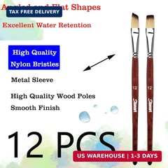 Sdanart Watercolor Brushes Professional 12 PCS ， 6 Flat Painting Brush and 6 Ang