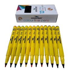 Fine Felt Tip Pens 12 Colours Colouring Washable Ink Comfort Consortium 2 Packs