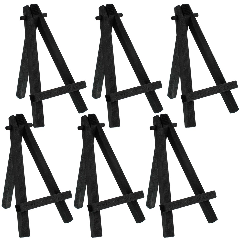 6pk 8″ High Small Black Wood Display Easel A-Frame Artist Tripod Tabletop Stand