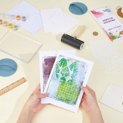 Gel Printing Plate Kit Geometric Printmaking Supplies Includes 5×7 Inch Reusa…