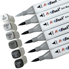 6pcs Gray Alcohol Markers, Brush Tip Art Markers for Building Interior Design…