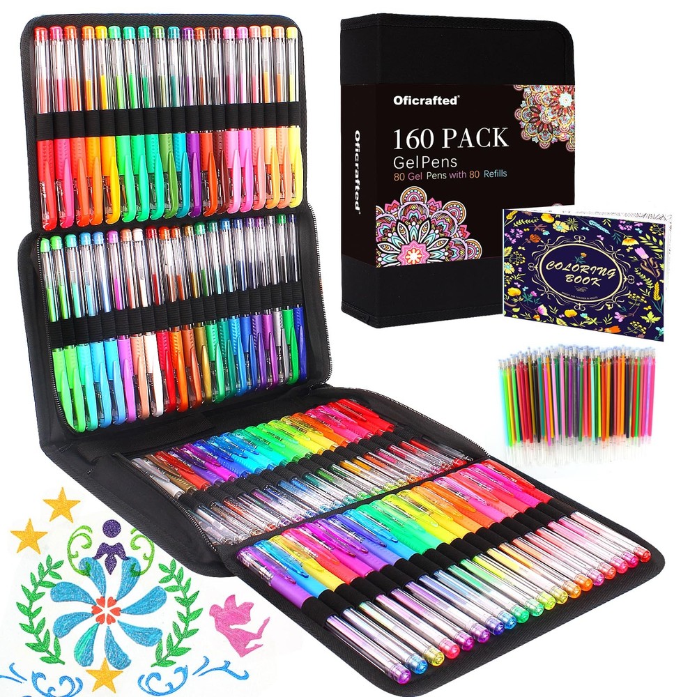 160 Pack Gel Pens Set with 80 Colors + 80 Refills for Adult Coloring & Art
