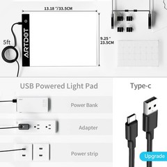 A4 LED Light Pad for Diamond Painting Kits USB Powered Adjustable Brightness