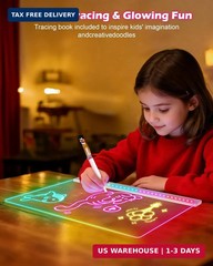 LED Drawing Board for Kids – 17″ Flicker-Free Glow Doodle Drawing Pad with 11-Co