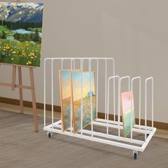 White Painting Drying Rack Art Storage Rack Display Stand w/ 4 Universal Wheels