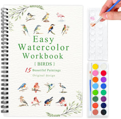 Watercolor Workbook Flower Plants, 15 Different Patterns of Original DIY Designs