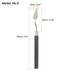 4pcs 12mm No.6 Painting Palette Knives Stainless Steel Spatula Red Wood Handle