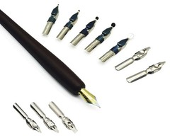 Plotube Wooden Pen Calligraphy Set – Dip Pen Gift Writing Case – Black Ink Bottl