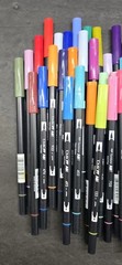 Tombow ABT Dual Brush Tip Marker Pens Lot of 80 Dynamic Strokes Fine Line (L4)