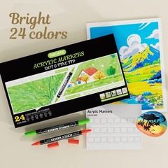 nauets 24 Colors Dual Tip Acrylic Paint Markers, Premium Dot&Fine Tip Colorin…