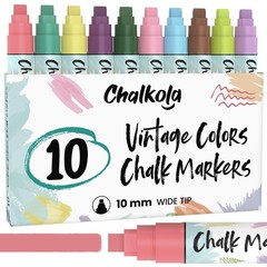 10mm Car Window Pens 10 Vintage Colored Chalk Markers 10mm Wide Tip Washable Liq