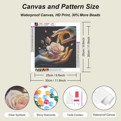 Rose Flower Diamond Art Kits for Adults, 5D Diamond Painting Kits for Beginners,