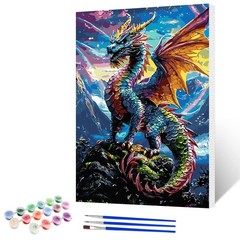 Colourful Dragons Paint by Numbers Kits for Adults Beginner with Wooden Framed,