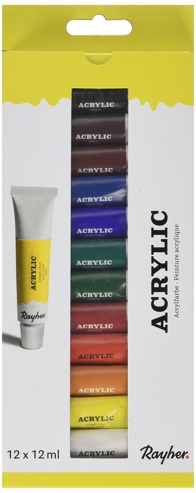 RAYHER Artist’s Acrylic Colours, Multi-Colour, 12 ml 26 x 10.5 x 2.5 cm Acrylic