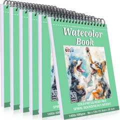 6 Pack Watercolor Paper Pad, 9X12 Inch Water Color Paper, 140Lb/300Gsm, Cold Pre