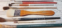 Artist Paint/Pottery Brushes Lot Of 15+1 Hake Brush Various Sizes/brands