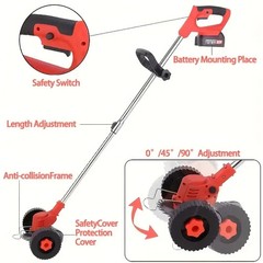 Cordless Electric Weed Wacker Portable Grass Trimmer with 3 Blade Types and 2 Hi