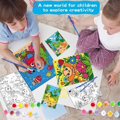 4 Pack Paint by Numbers for Kids Ages 4-8 8-12, Pre-Drawn Canvas Painting Kit…