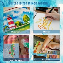 120 Sheets Water Color Paper, 8.5 x 11, 230 GSM Thick Cold Press, Bulk Art Pad