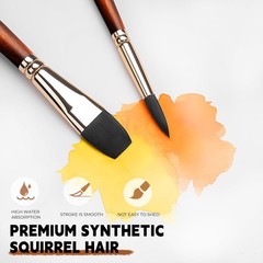 Watercolor Brushes Professional, 10Pcs Synthetic Squirrel Hair Water Color Pa…