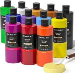 Shuttle Art Acrylic Paint, 12 Colors 16 Fl Oz (Pack of 12), 12