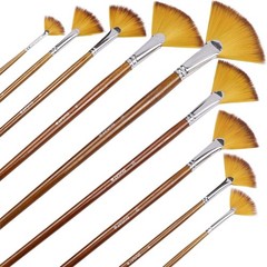 Artist Fan Paint Brushes Set 9pcs – Soft 0, 2, 4, 6, 8, 10, 12, 14, 16, Brown