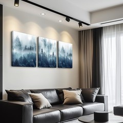 Misty Forests 3-Piece Framed Canvas Wall Art – Trees Landscape Pictures for L…