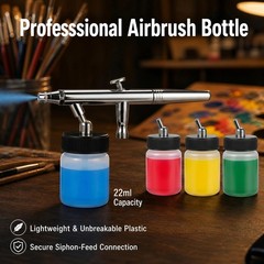 10Pack Airbrush Bottles 22cc 3/4oz, Clear Plastic Siphon Feed Jars with Stand…