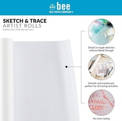 Bee Paper Company White Sketch and Trace Roll 24-Inch by 50-Yards Professional